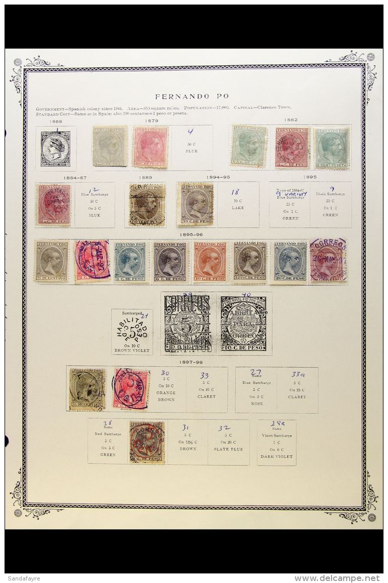 FERNANDO PO 1879-1968. A Most Useful ALL DIFFERENT Mint Or Used Collection On Printed Album Pages. Includes 1879... - Otros & Sin Clasificación