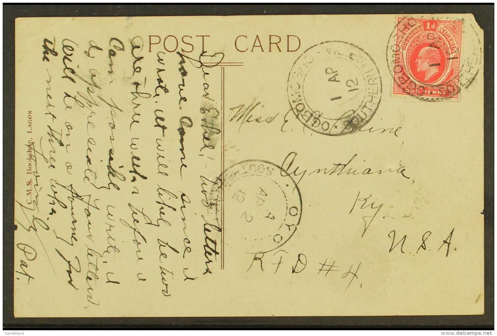 1912 Ppc Of "Heathen Shrine" Sent To New York Franked Ed VII 1d Tied By Ogbomosho Southern Nigeria Cds (Proud Type... - Nigeria (...-1960)