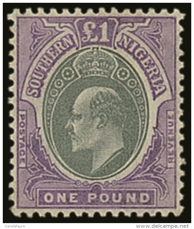 1906 &pound;1 Green And Violet Ordinary Paper, Wmk Mult Crown CA, SG 32, Very Lightly Hinged Mint. For More... - Nigeria (...-1960)