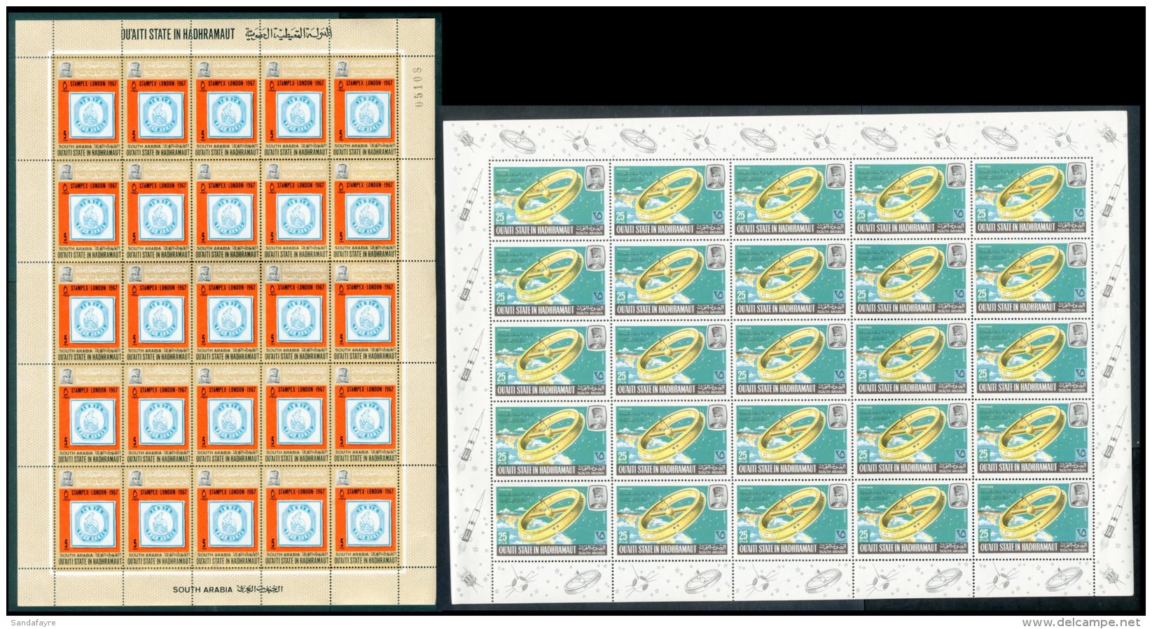 QU'AITI STATE IN HADHRAMAUT 1967 Selection Of Complete Sets, All In Never Hinged Mint COMPLETE SHEETS. Comprises... - Aden (1854-1963)