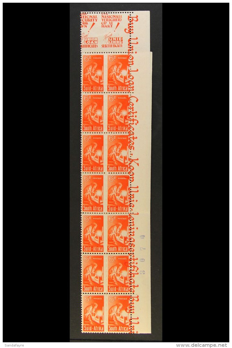 BANTAM WAR EFFORT VARIETY 1942-4 6d Red-orange, Issue 1, Vertical, Right Marginal Strip Of 14 Units With LETTERS... - Sin Clasificación