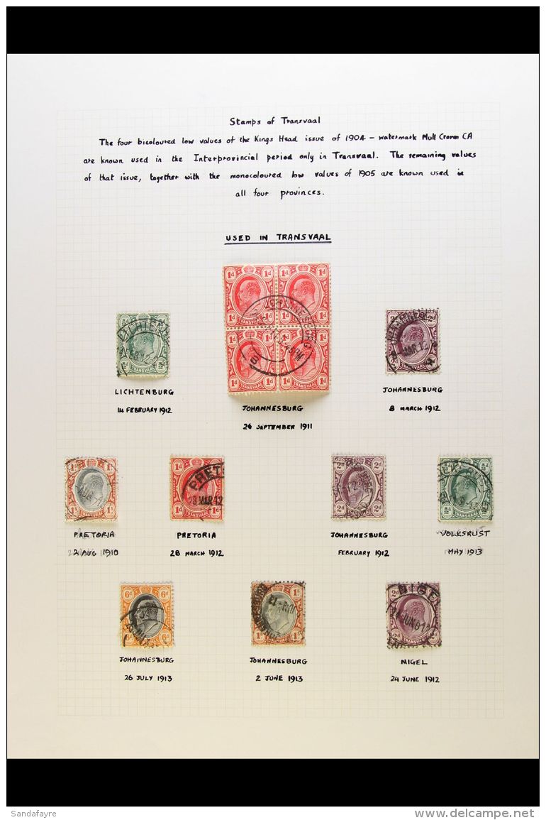 1910-13 INTERPROVINCIAL PERIOD An Attractive Postmark Collection Of TRANSVAAL Stamps Used In Transvaal With KEVII... - Unclassified