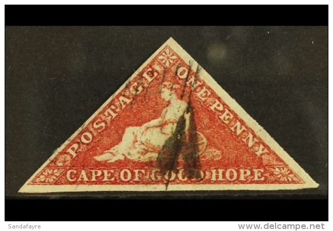 CAPE OF GOOD HOPE 1863-64 1d Brownish Red Triangular, SG 18c, Good Used With Three Good To Large Margins And... - Zonder Classificatie