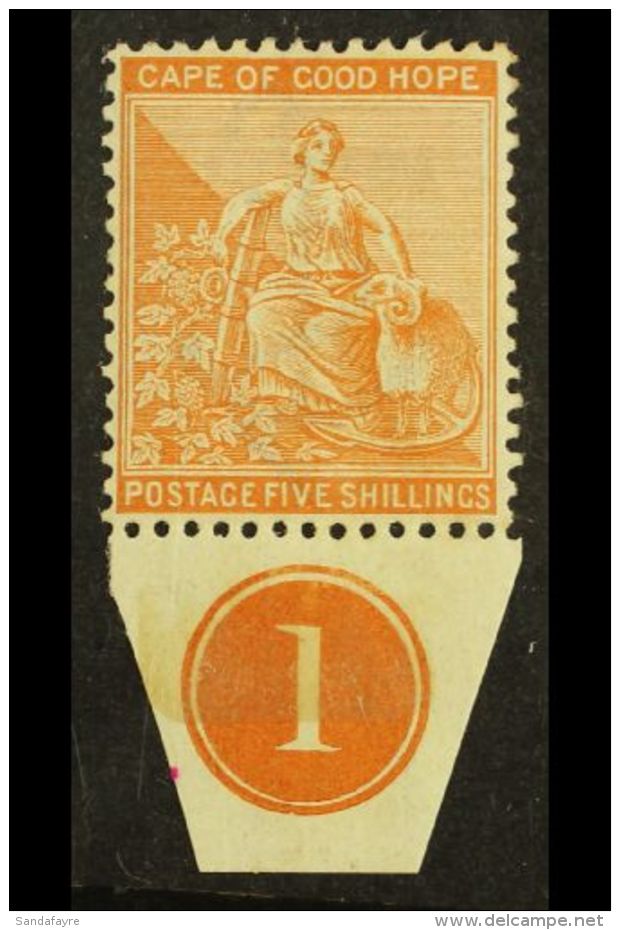 CAPE OF GOOD HOPE 1893-98 5s Brown Orange, SG 68, Never Hinged Mint With Plate Number Margin At Base For More... - Ohne Zuordnung