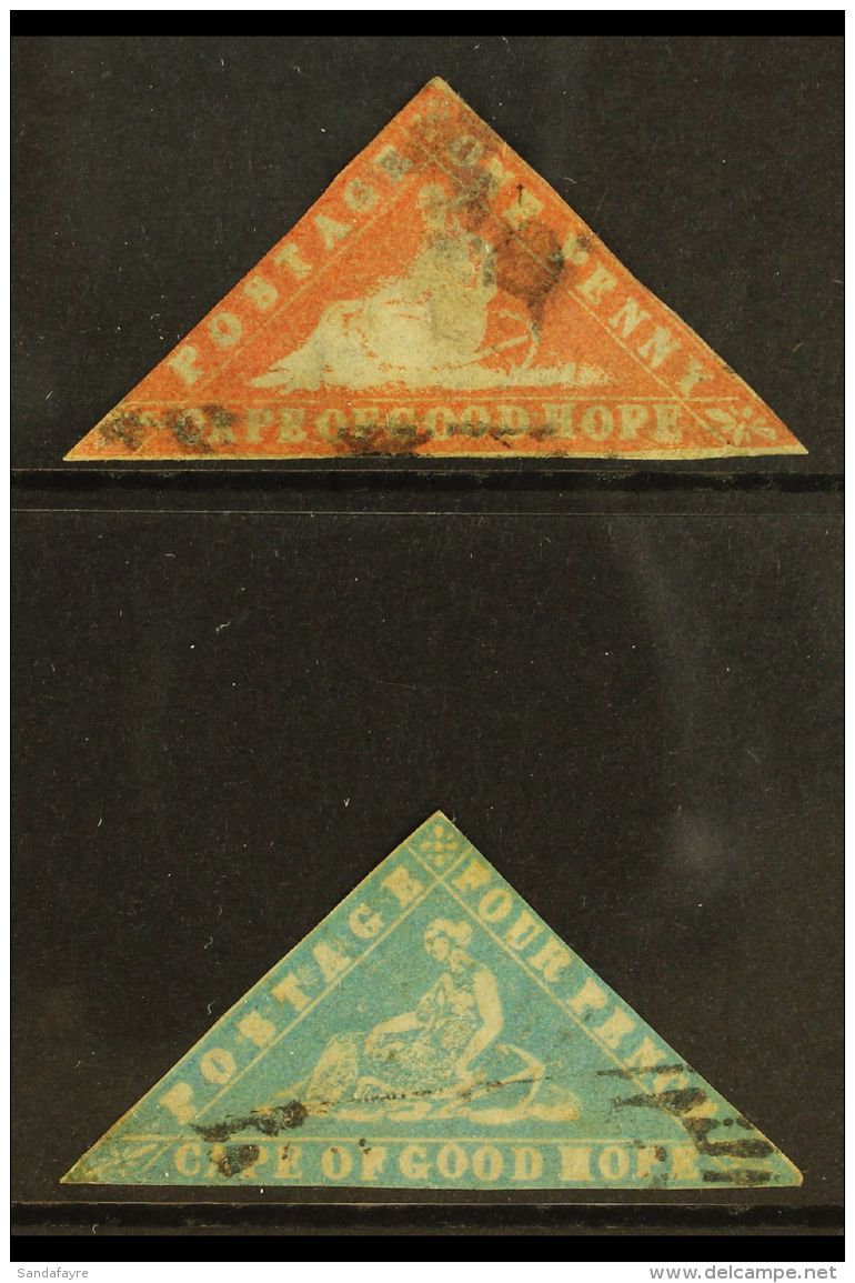 CAPE OF GOOD HOPE 1861 1d Vermilion And 4d Pale Milky Blue "Woodblock" Issue, SG 13 And 14, Good To Fine Used.... - Ohne Zuordnung