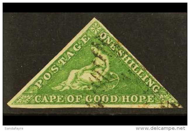 CAPE OF GOOD HOPE 1855-63 1s Bright Yellow-green On White Paper, SG 8, Fine Used With Light Cancel, Three Margins.... - Ohne Zuordnung