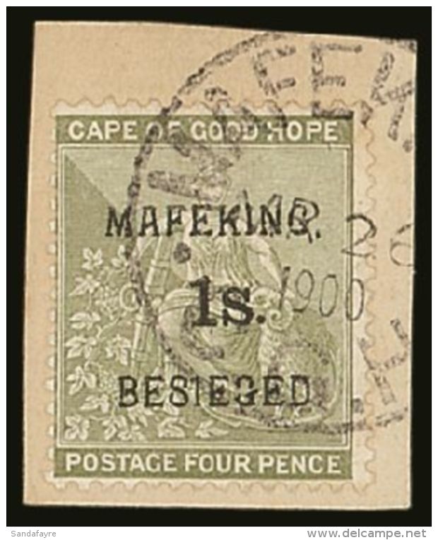 CAPE OF GOOD HOPE. MAFEKING SIEGE 1900 1s On 4d Sage-green, SG 5, Very Fine Used Tied To Piece. Pretty. For More... - Non Classificati