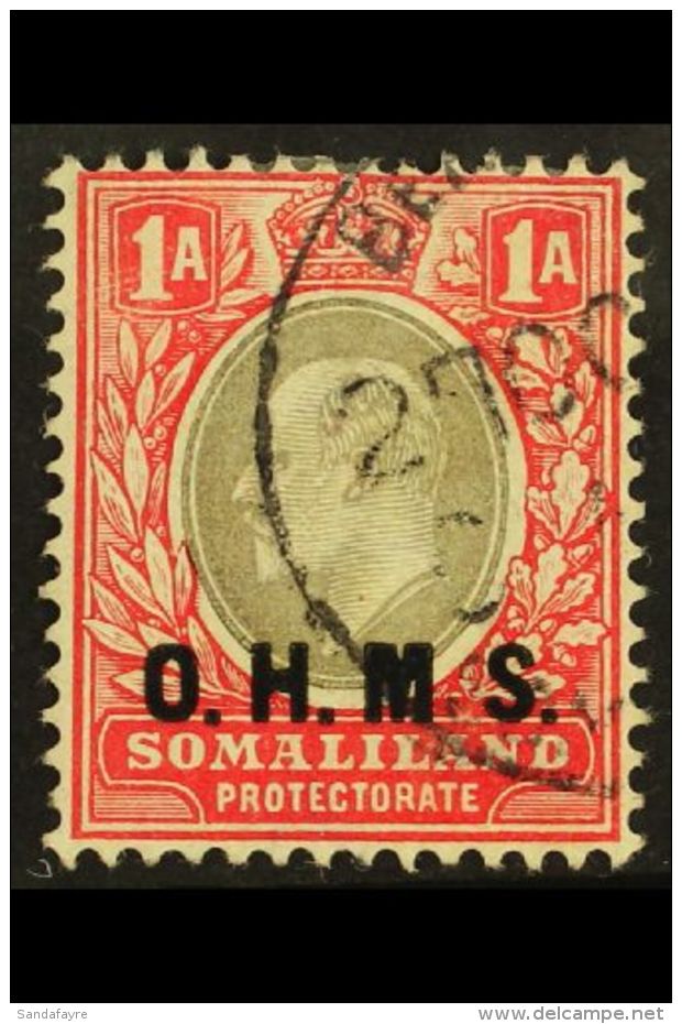 OFFICIAL 1904-05 1a Grey- Black And Carmine With NO STOP AFTER "M", SG O11a, Very Fine Used. For More Images,... - Somalilandia (Protectorado ...-1959)