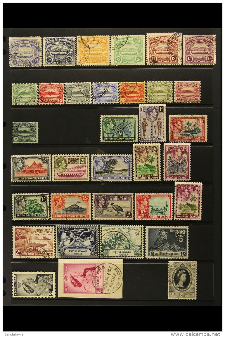 1907-1956 FINE USED COLLECTION On Stock Pages, ALL DIFFERENT, Inc 1907 Canoe Set (ex 1d), 1s With Tiny Thin,... - Salomonseilanden (...-1978)
