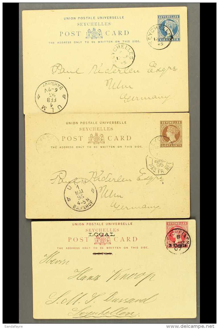 1895-1905 POSTAL STATIONERY USED With Postal Cards 1890-93 6c (code "A" Cds) And 8c (code "5" Cds And Ligne Paq... - Seychelles (...-1976)
