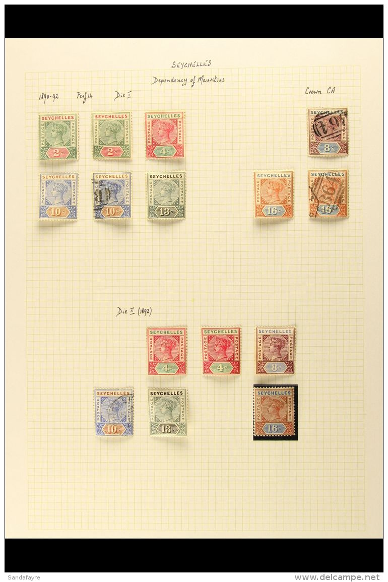 1890-1952 MINT &amp; USED COLLECTION On Leaves, Inc 1890-92 Die I Mint Set To 16c (ex 8c) And Used Vals To 10c... - Seychelles (...-1976)
