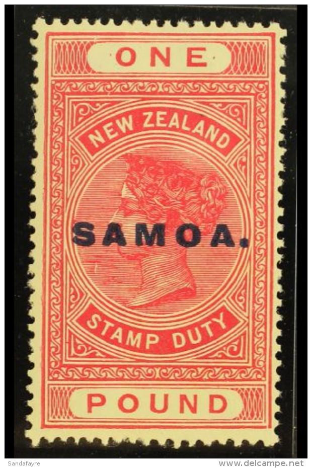 1914-24 &pound;1 Rose-carmine Postal Fiscal, Perf 14&frac12; X 14, SG 132, Never Hinged Mint. For More Images,... - Samoa