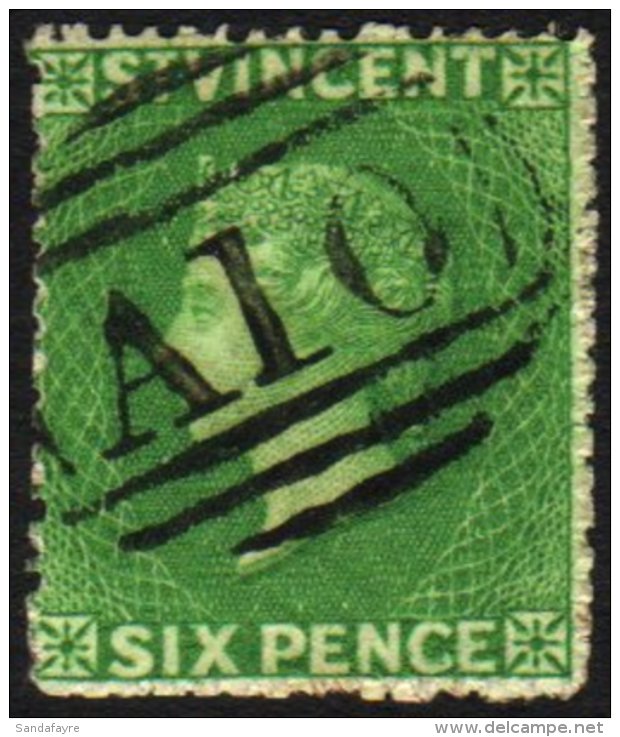 1861 6d Deep Yellow-green, SG 2, Fine Used. Striking Colour For More Images, Please Visit... - St.Vincent (...-1979)