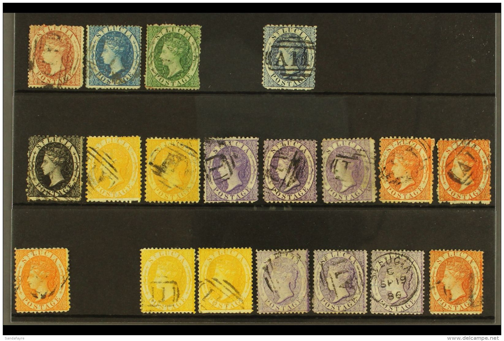 1860-76 USED CLASSIC SELECTION Presented On A Stock Card. Includes 1860 (wmk Small Star) 1d, 4d And 6d, 1863 4d... - St.Lucia (...-1978)
