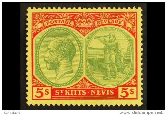 1929 5s Green And Red/yellow, SG 47c, Very Fine Mint. For More Images, Please Visit... - St.Kitts En Nevis ( 1983-...)