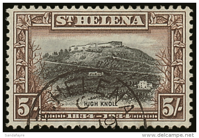 1934 5s Black And Chocolate Centenary, SG 122, Very Fine Used. For More Images, Please Visit... - Isla Sta Helena