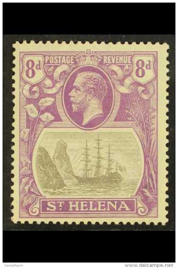 1922-37 8d Grey &amp; Bright Violet TORN FLAG Variety, SG 105b, Very Fine Mint, Fresh. For More Images, Please... - Saint Helena Island
