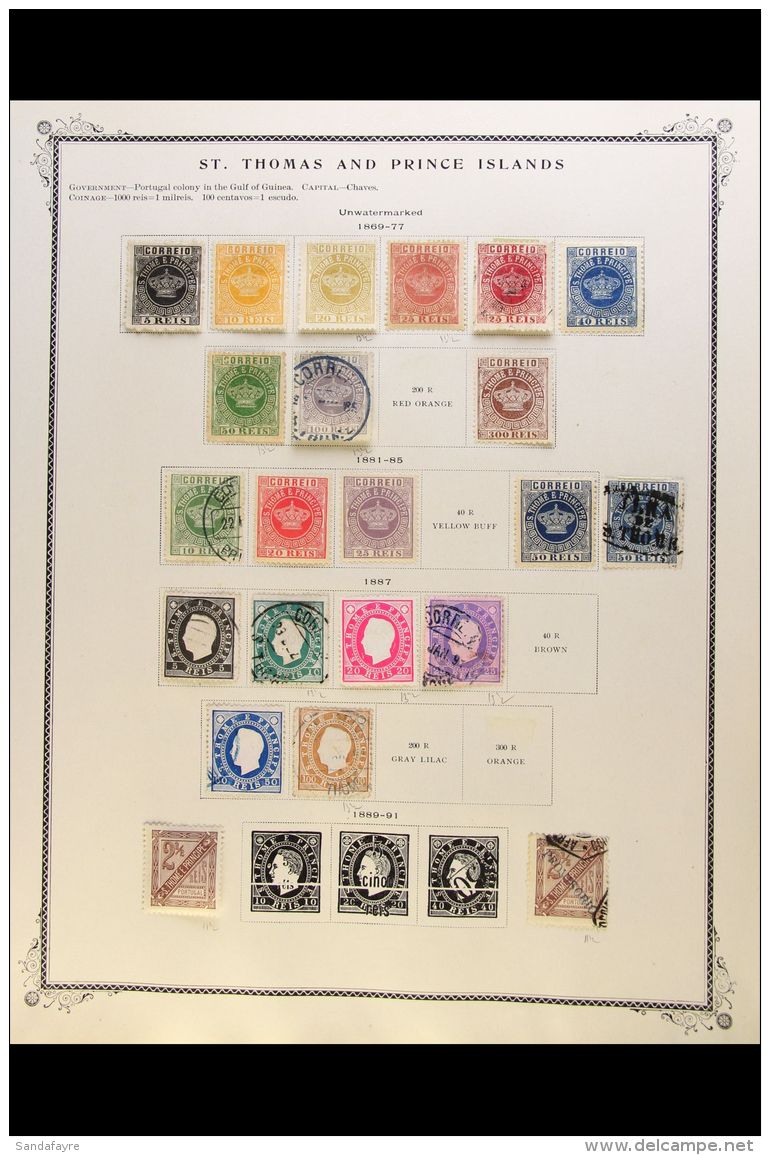 ST THOMAS &amp; PRINCE ISLANDS 1875-1950 COLLECTION On Pages, Mint &amp; Used, Inc 1875-1885 Most Vals To 300r... - Altri & Non Classificati