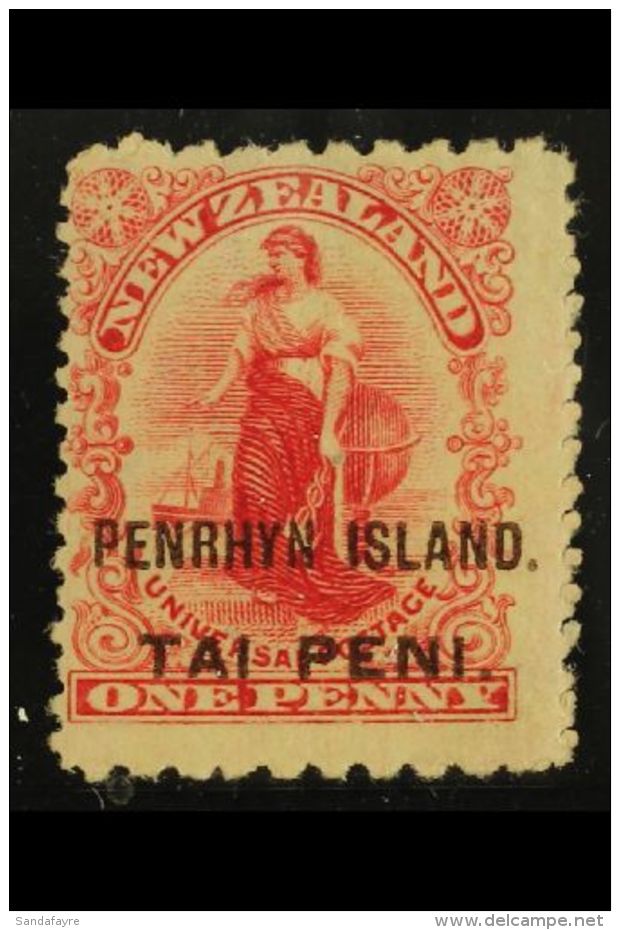1902 1d Carmine, Thin Hard "Basted Mills" Paper, Perf Compound Of 11 And 14, Surcharged In Brown, SG 6, Mint With... - Penrhyn