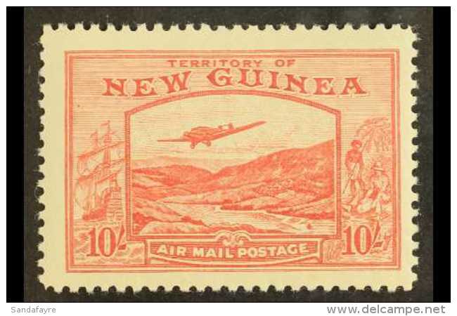 1939 10s Pink "Bululo Goldfields" Air, SG 224, Superb Mint, Extremely Lightly Hinged. For More Images, Please... - Papua Nuova Guinea