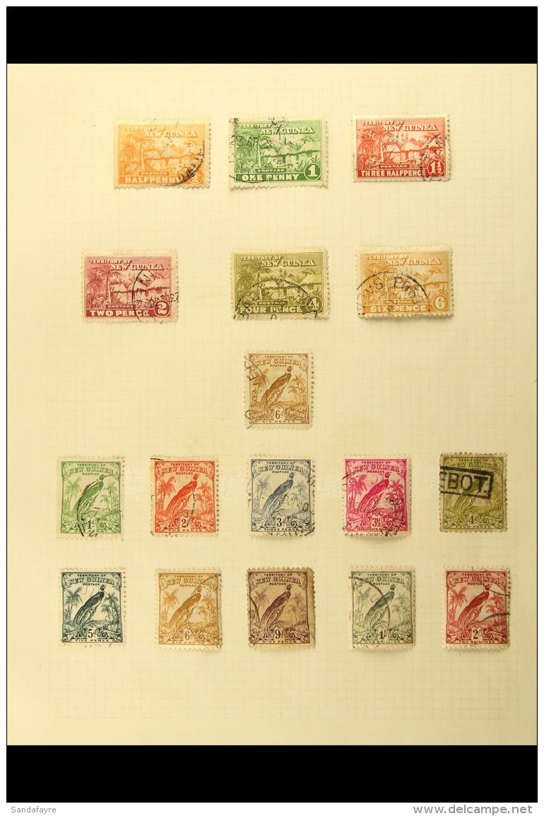 1925-39 ALL DIFFERENT COLLECTION On Album Pages, Includes 1925-27 "Native Hut" Range Of Values To 4d And 6d Used,... - Papua Nuova Guinea