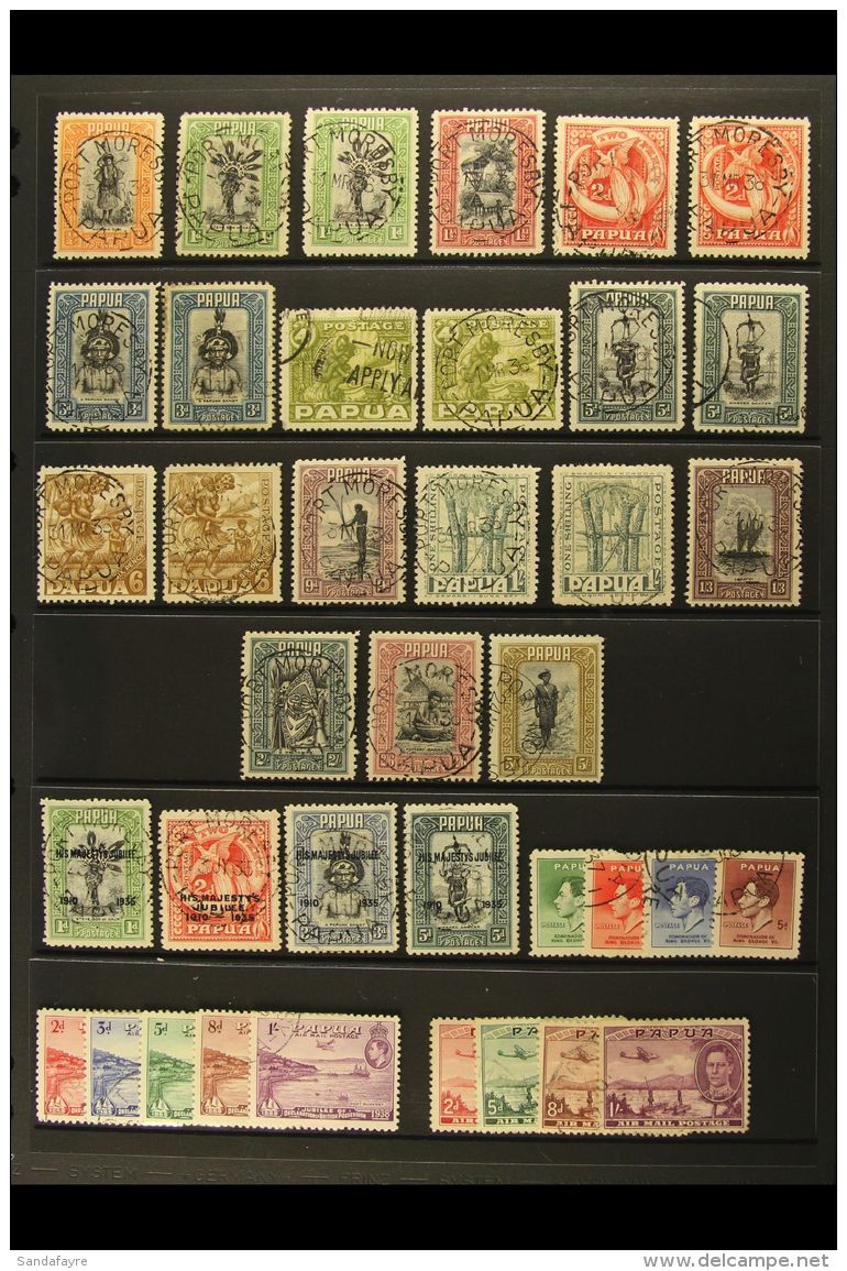 1932-39 USED SELECTION On A Stock Page. Includes 1932-40 Pictorial Set With Some Shades To 5s, 1935 Jubilee Set,... - Papua New Guinea