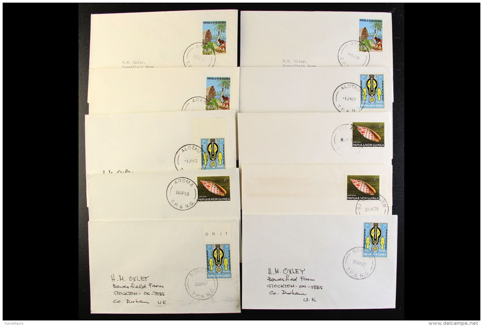 1967-1977 TOWN CDS CANCELS. Collection Of Covers Bearing Various Stamps Tied By Double Arc Cds's, Inc Alotau,... - Papua New Guinea