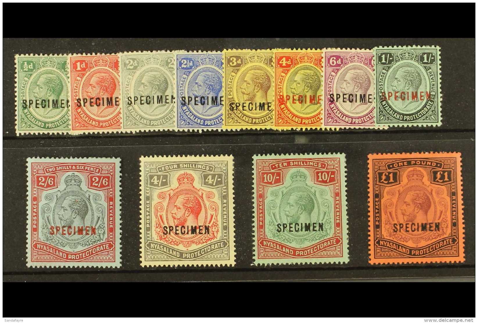 1913 - 21 Geo V Set , Wmk MCA, Complete, Overprinted "Specimen", SG 83s/98s, Very Fine Mint, Large Part Og, Traces... - Nyassaland (1907-1953)