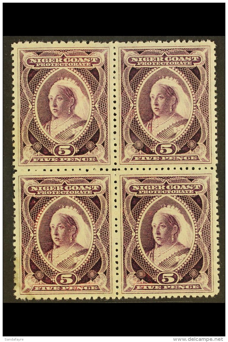 1897-98 5d Red- Violet Compound Perf 13&frac12;-14, 12-13, SG 70b, Mint BLOCK OF FOUR, The Upper Pair Lightly... - Sonstige & Ohne Zuordnung
