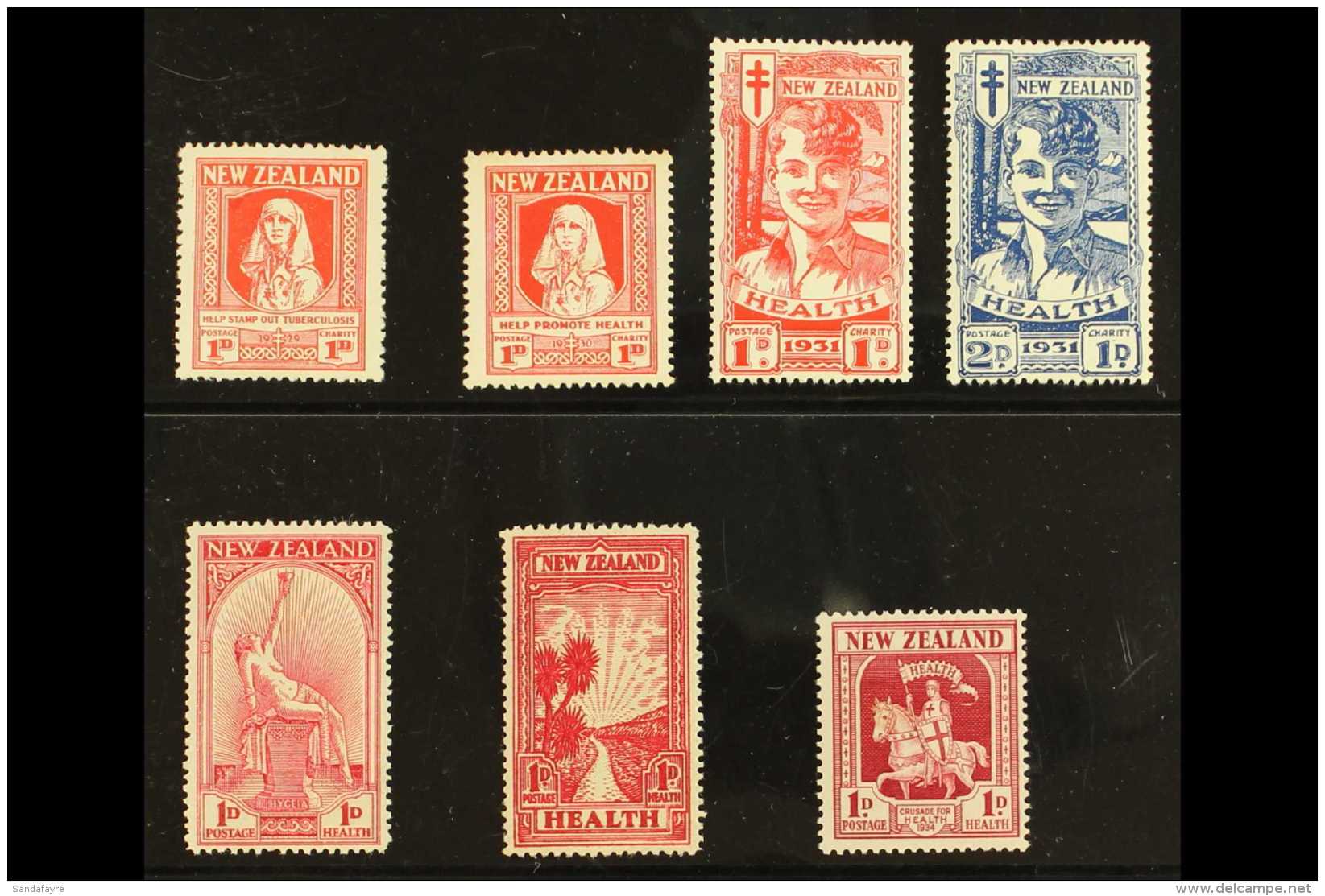 1929-1934 HEALTH STAMPS A Very Fine Mint COMPLETE RUN (SG 544/47, 552/53 &amp; 555). Lovely! (7 Stamps) For More... - Altri & Non Classificati