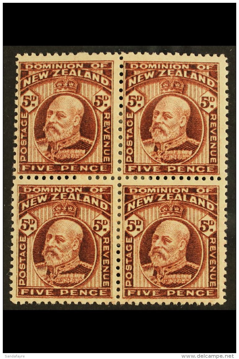 1916 5d Red-brown KEVII, Fine Mint BLOCK OF FOUR Comprising Two Vertical Pairs Perf 14x13&frac12; And... - Altri & Non Classificati