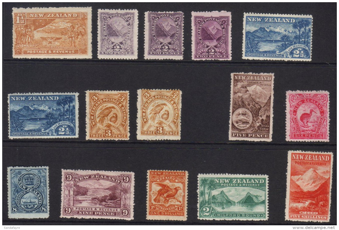 1902-07 PICTORIAL Perf 14 Complete Set (less 4d) SG 318/29, With Additional Shades Of 2d (2), 2&frac12;d And 3d,... - Altri & Non Classificati