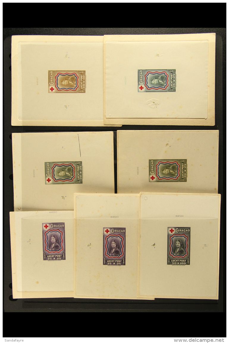 CURACAO PROOFS 1944 Red Cross Charity Stamps, Includes Master Die Proofs Of 10c+10c, 15c+15c, 50c+100c Plus Two... - Otros & Sin Clasificación