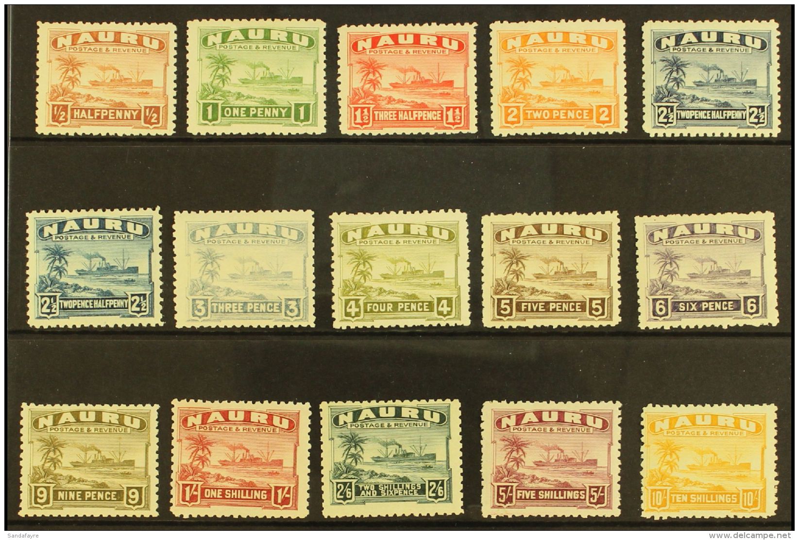 1924-28 Freighter Set Plus Listed 2&frac12;d Shade On Greyish Paper, SG 26A/39A, Fine Mint (15 Stamps) For More... - Nauru