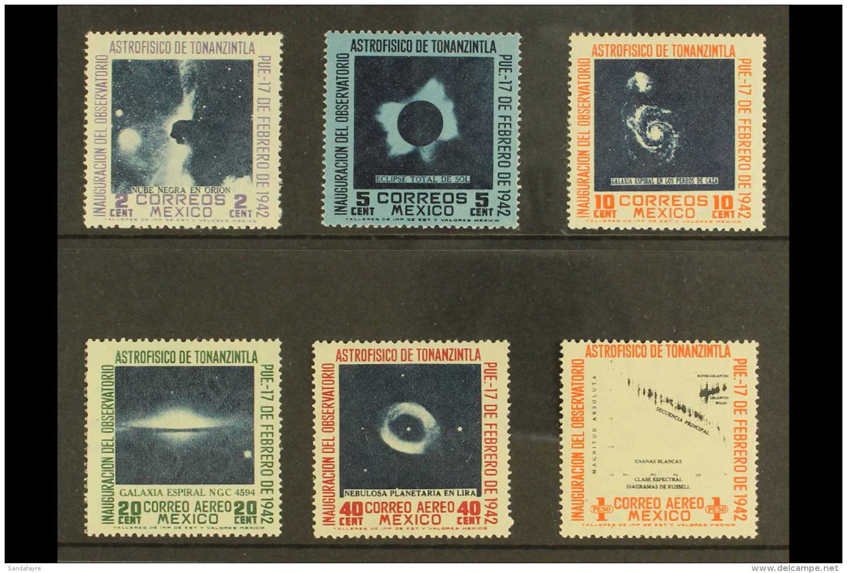 1942 Astro-Physical Complete Postage And Air Set, SG 676/681, Never Hinged Mint. (6 Stamps) For More Images,... - Mexiko