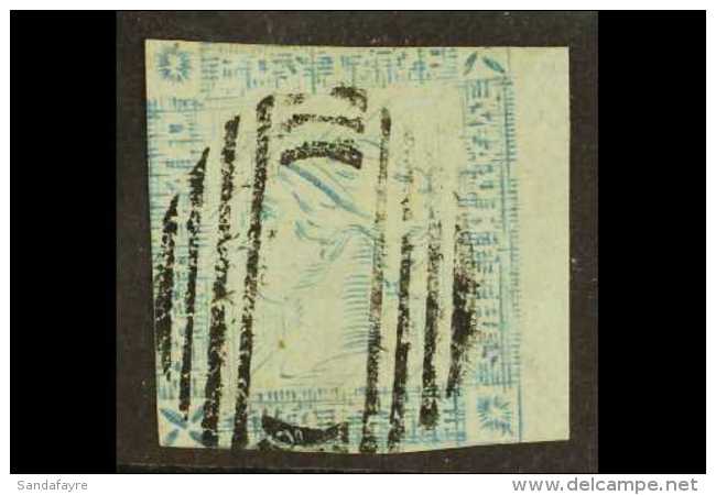 1859 2d Blue Lapirot Worn Impression, SG 39, Finely Used With Neat Postmark, Cut Into But Jumbo Margin At Right,... - Mauricio (...-1967)