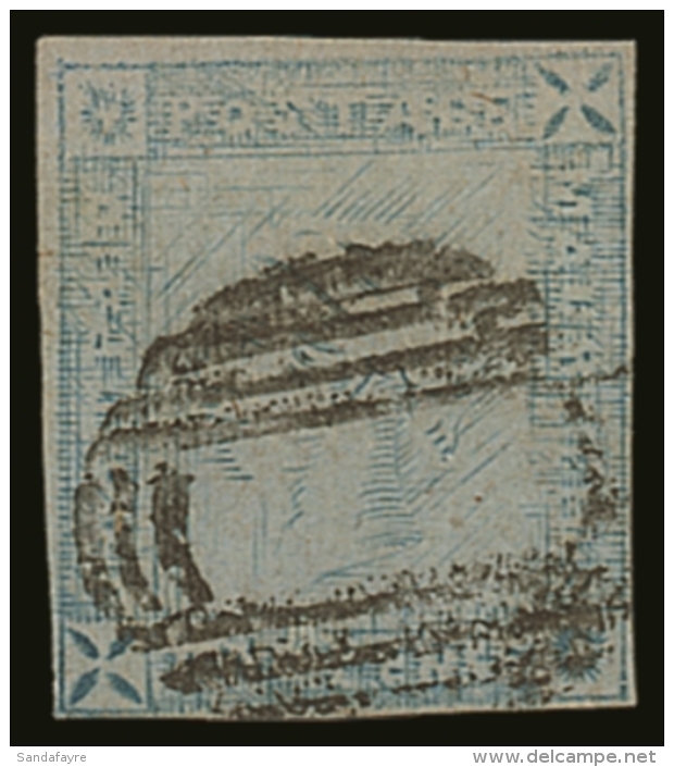 1859 2d Blue Lapriot 'worn Impression', SG 39, Fine Used With 4 Small Neat Margins. For More Images, Please Visit... - Mauritius (...-1967)