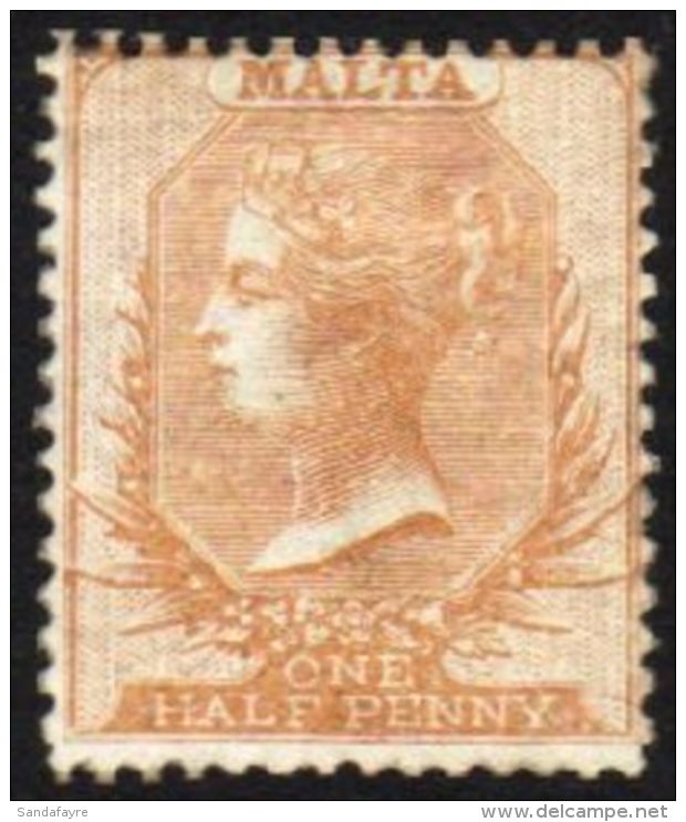 1860 &frac12;d Buff, No Wmk, SG 3, Fine Lightly Hinged Mint. Good Strong Colour &amp; Full Perfs. For More Images,... - Malta (...-1964)