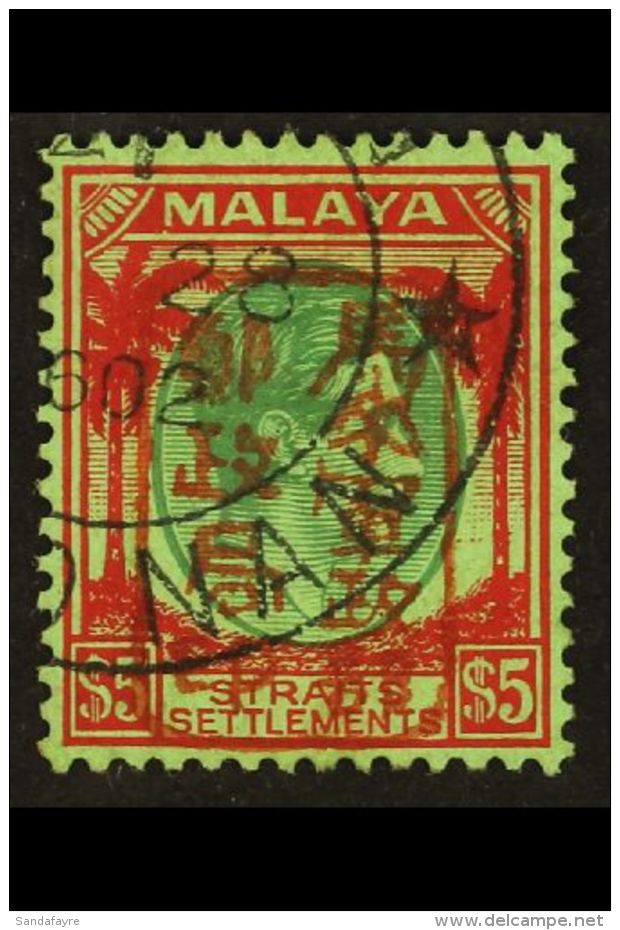 GENERAL ISSUES 1942 $5 Green And Red On Emerald Of Straits Settlements With Type 1 Overprint In Red, SG J160, Very... - Otros & Sin Clasificación