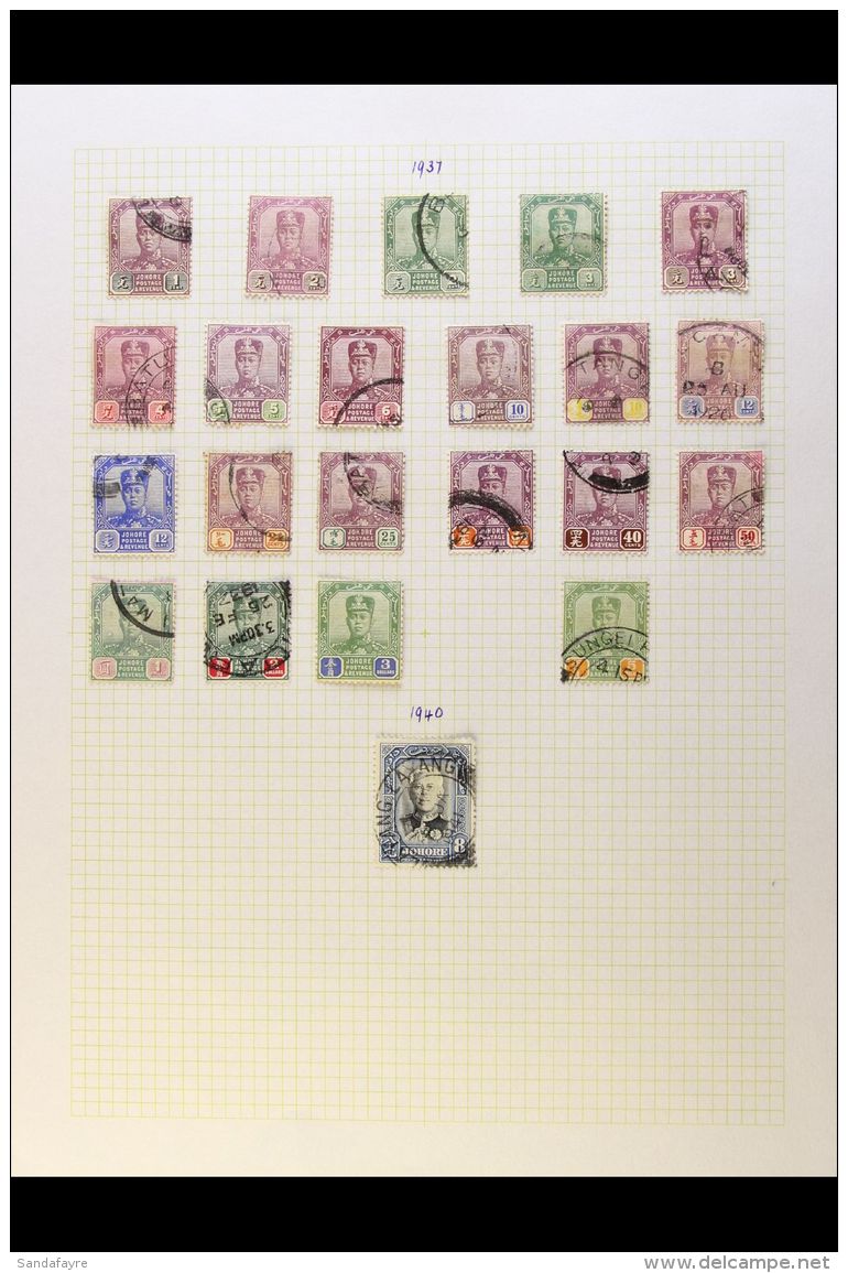 JOHORE 1922-1955 All Different Fresh Mint Or Fine Used Collection On Leaves. Note 1922-41 Set To $3, Plus $5 Used;... - Sonstige & Ohne Zuordnung