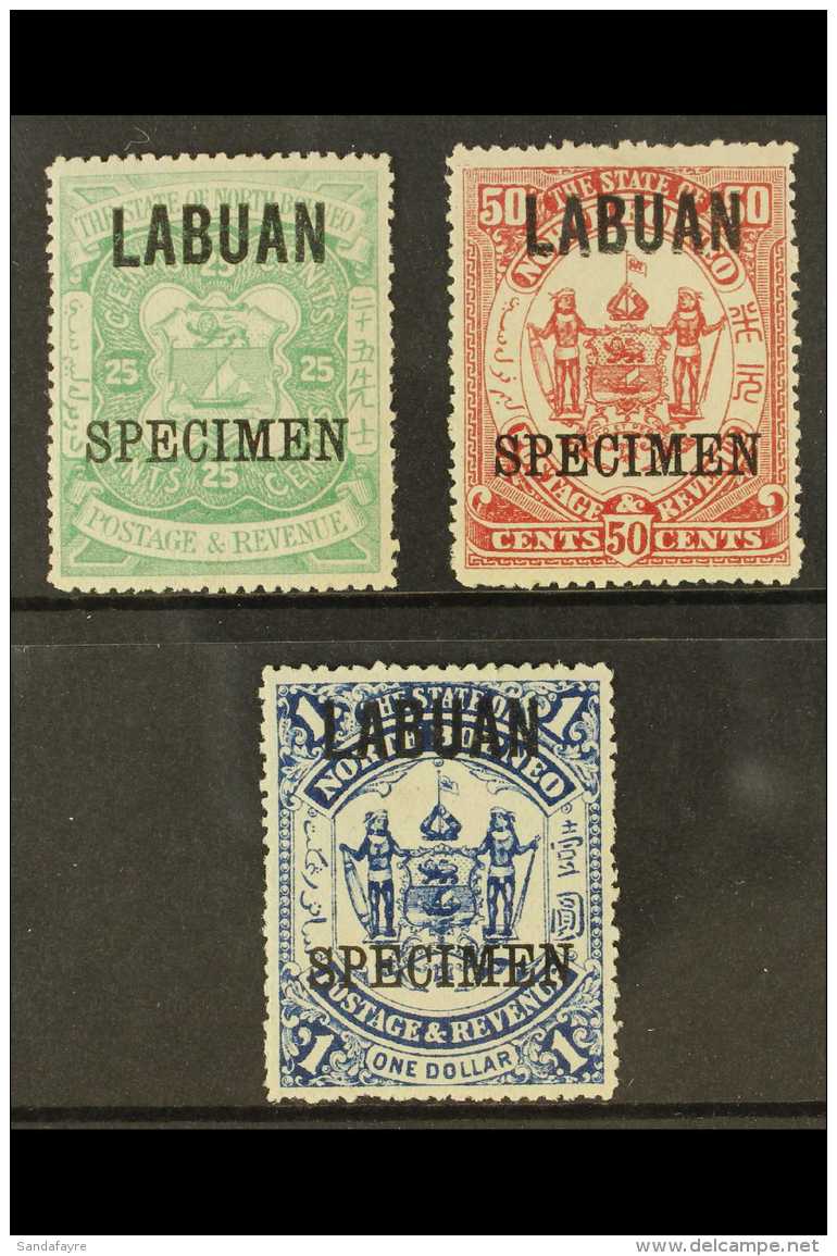 1896 Arms 25c, 50c And $1, Overprinted "SPECIMEN" SG 80/82s, Fine Mint. (3) For More Images, Please Visit... - Nordborneo (...-1963)