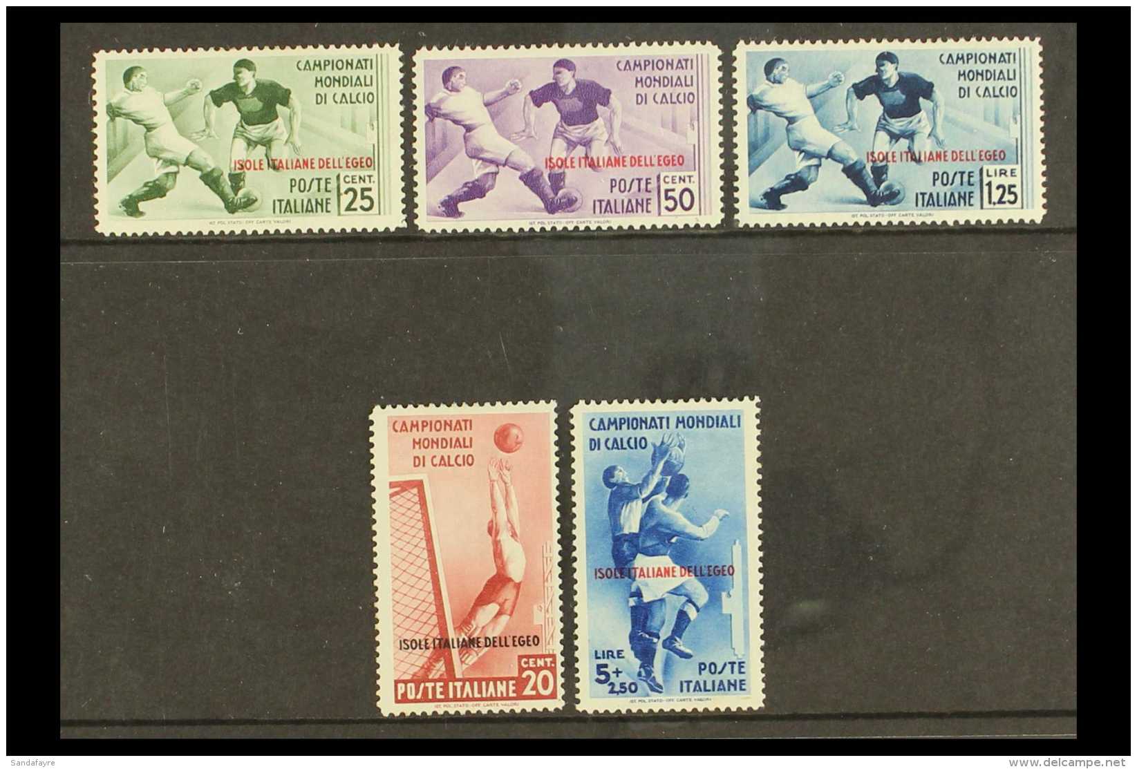 AEGEAN ISLANDS 1934 World Cup Football Championship Complete Postage Set Sass S13, Very Fine Mint, Signed Sorani.... - Sonstige & Ohne Zuordnung