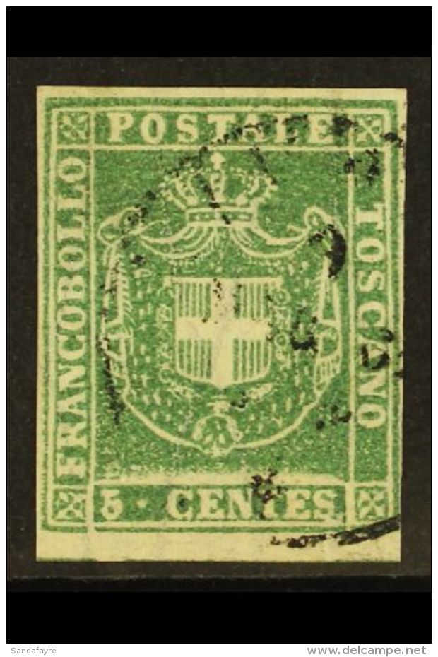 TUSCANY 1860 5c Green,  Sass 18, Superb Used With Large Margins All Round (sheet Margin At Foot), Bright Colour... - Zonder Classificatie