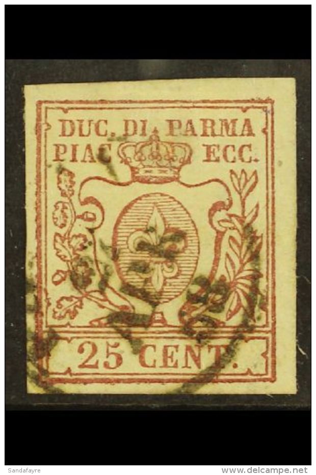 PARMA 1857 25c Lilac Brown, Sass 10, With Good To Large Margins All Round And Neat 1858 Cds Cancel. Tiny Hinge... - Sin Clasificación