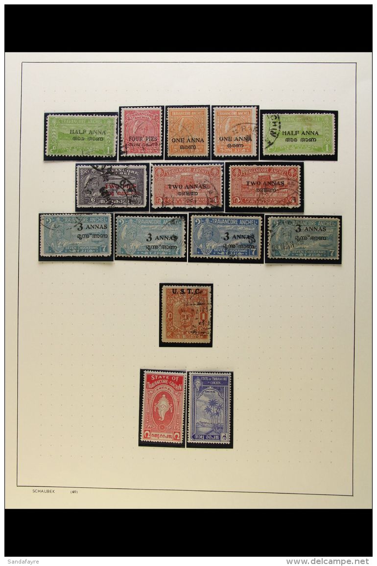 TRAVANCORE-COCHIN 1949-1950 Mint And Used Collection On Album Pages. Note 1949 Surcharges Range (various Perfs)... - Andere & Zonder Classificatie