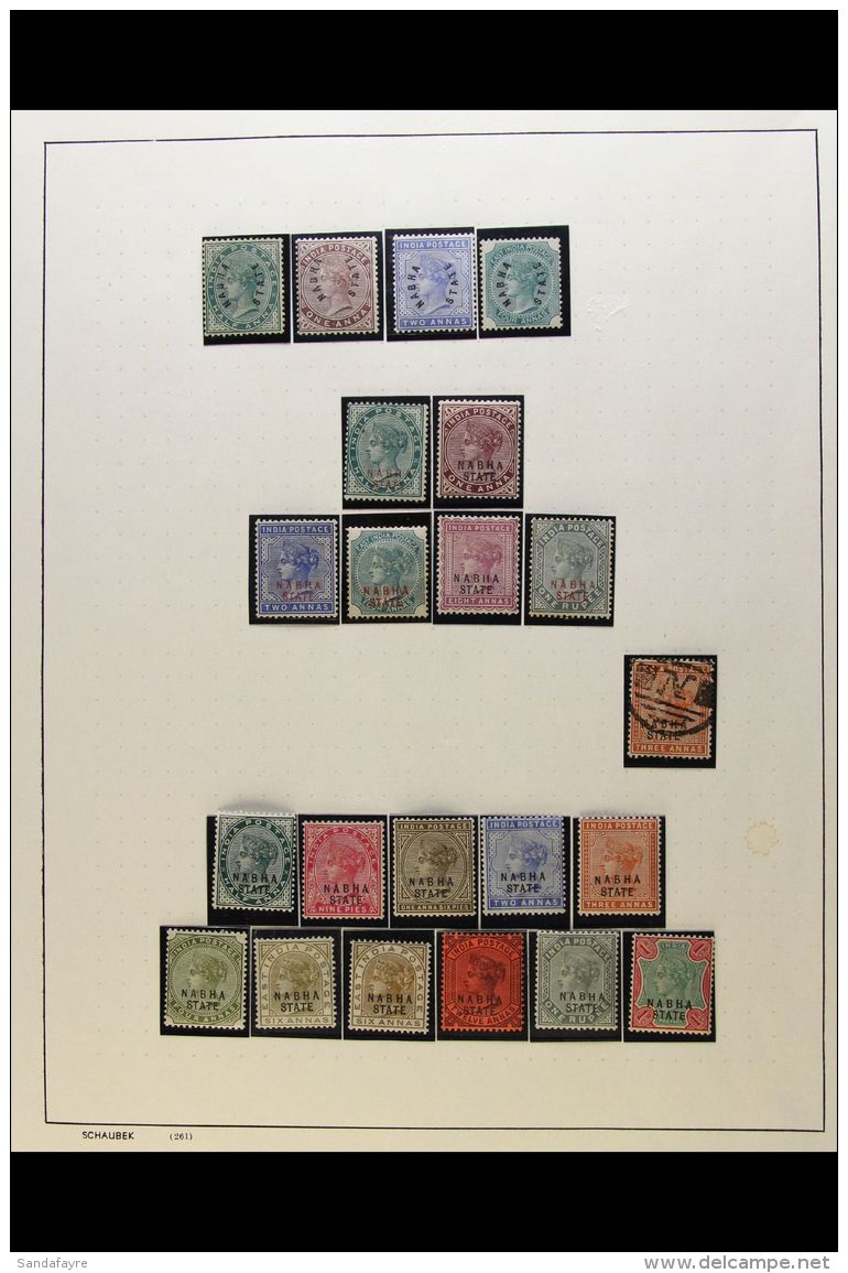 NABHA 1885-1945 MOSTLY FINE MINT Collection On Album Pages. With 1885 (curved Overprint) Set To 4a; 1885 (red... - Otros & Sin Clasificación