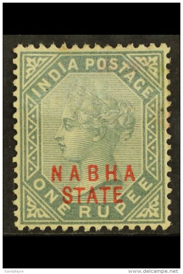 NABHA 1885 1r Slate, Red Opt, SG 13, Mint But Heavyish Hinge, Cat &pound;160 For More Images, Please Visit... - Andere & Zonder Classificatie