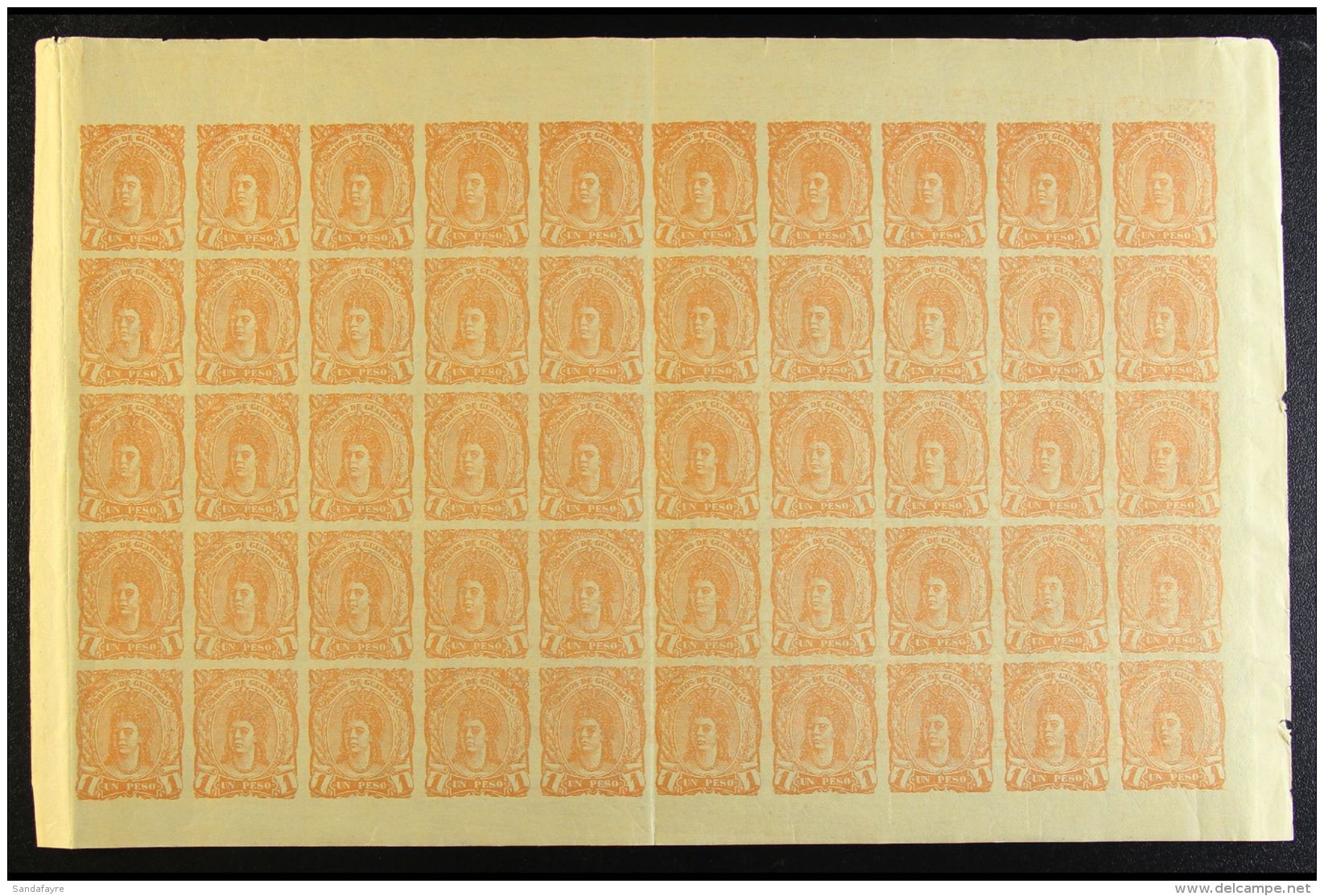 FORGERIES 1878 1p Yellow-orange Perf And Imperf (SG 14 &amp; 14b) Forgeries In COMPLETE SHEETS OF FIFTY, Never... - Guatemala