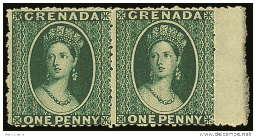 1881 1d Green PAIR, Wmk Small Star - Sideways, Rough Perf 14&frac12;, SG 19, Very Fine Mint With OG For More... - Grenada (...-1974)