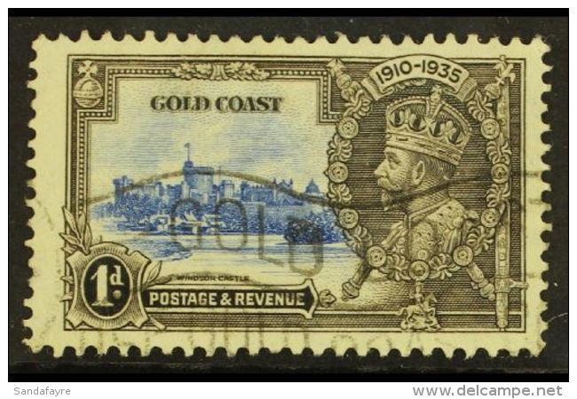 1935 1d Ultramarine &amp; Grey Black "Extra Flagstaff" Variety, SG 113a, Fine Used For More Images, Please Visit... - Costa De Oro (...-1957)